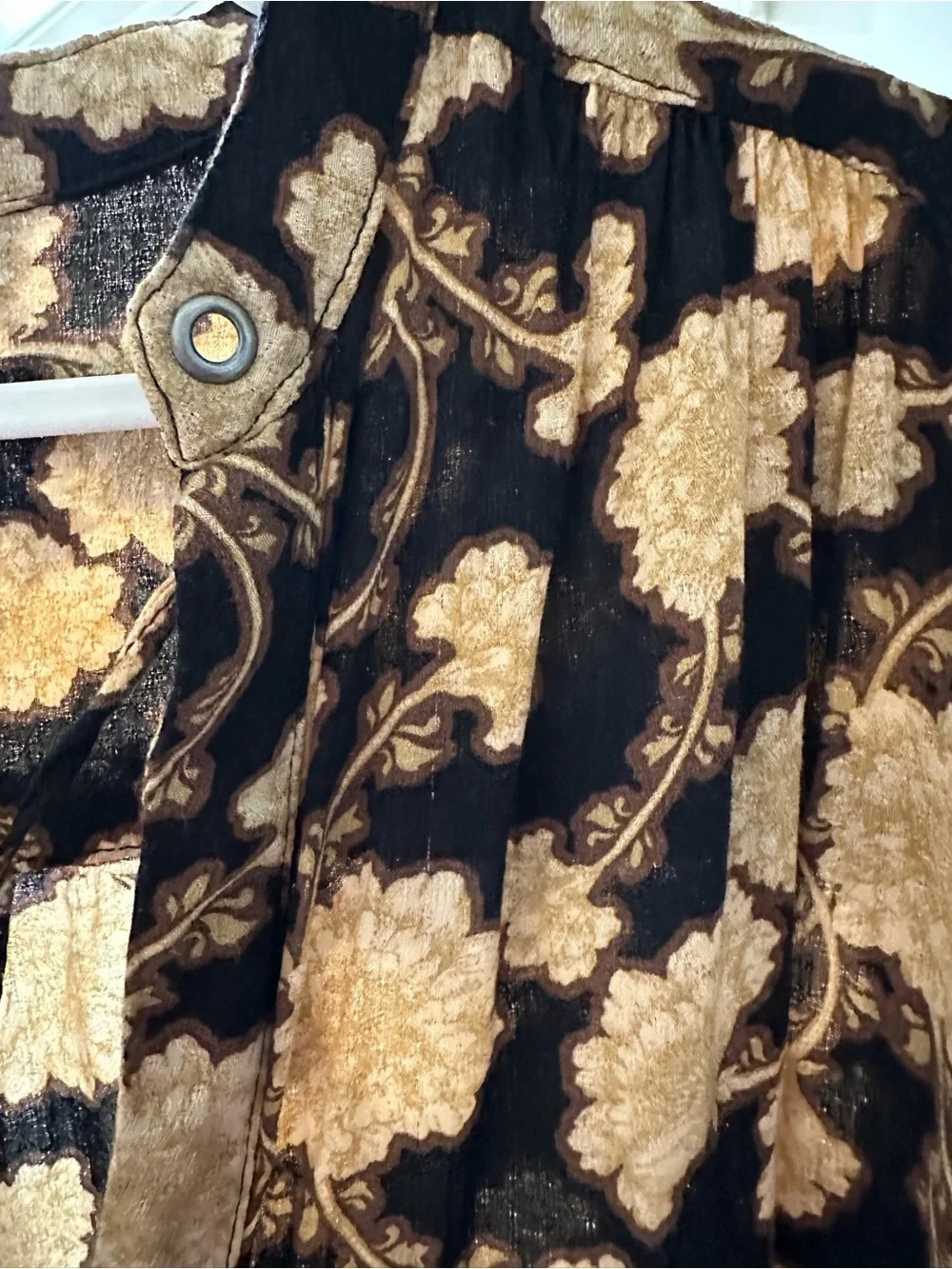 Free People Black & Gold Floral Top
